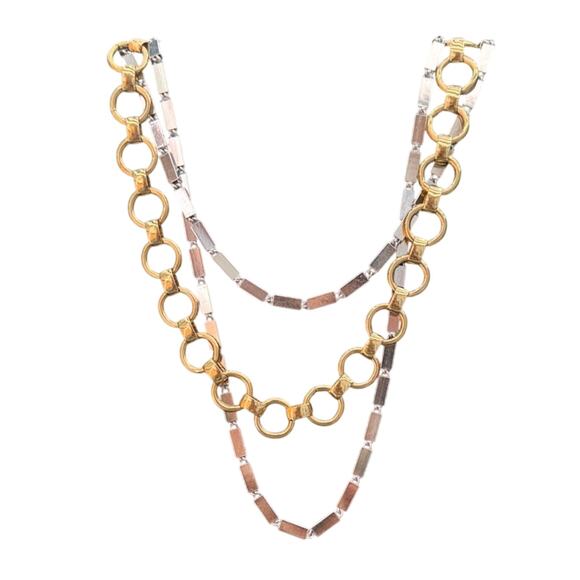 Monet Silver and Gold toned Multi Strands Necklace EUC - Picture 1 of 3